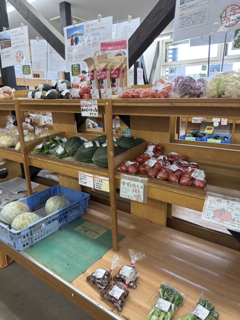Vegetables in the roadside station. There are also many people who come from far away to buy