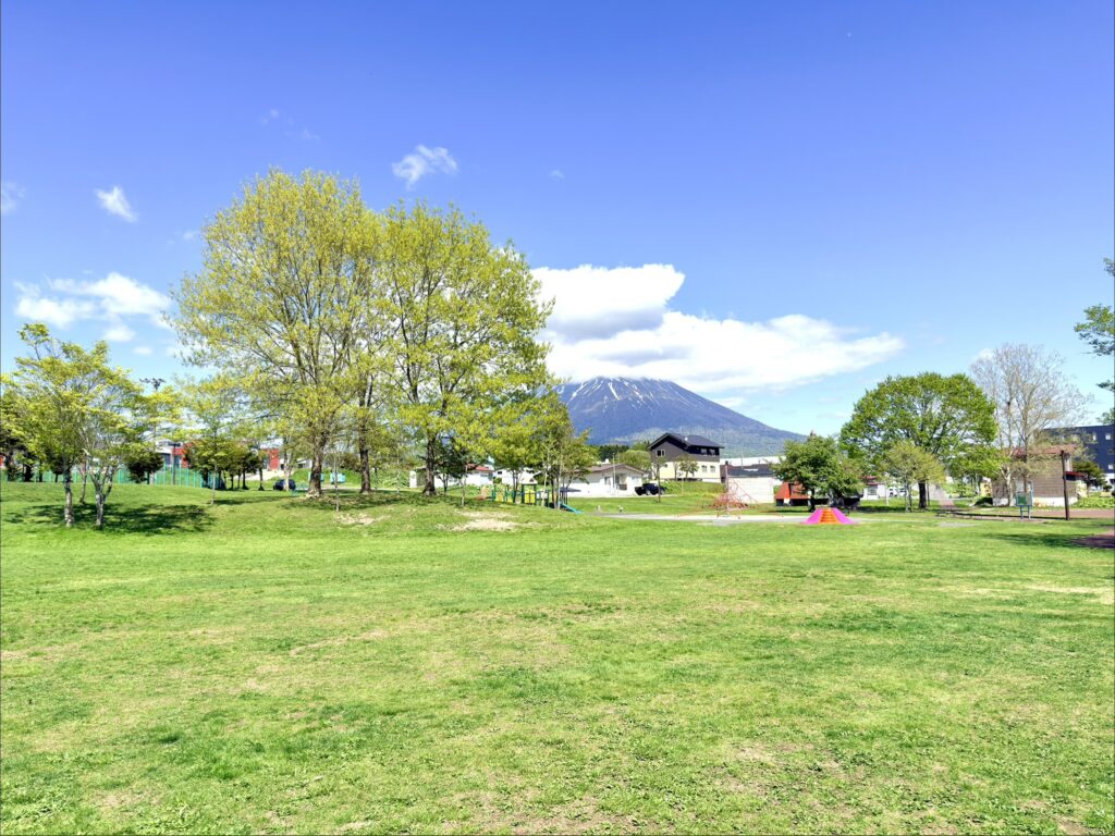 ニセコ ちびっこ広場 子連れで楽しめる羊蹄山が見える芝生広場