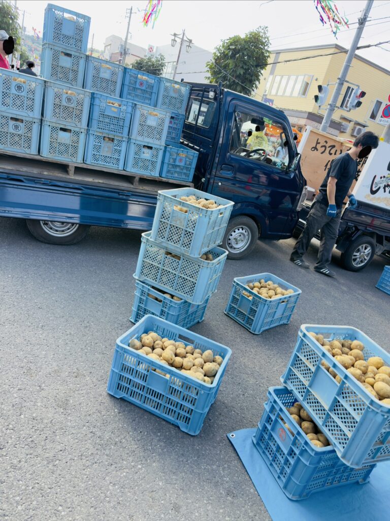 Kutchan Potato Festival 2026 large pile of potatoes prepared for Jaga-imo Janjan-tori