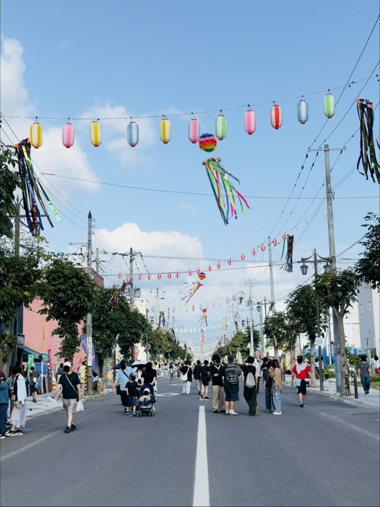Kutchan Potato Festival 2026 daytime view of Kutchan Ekimae Avenue with lanterns and decorations