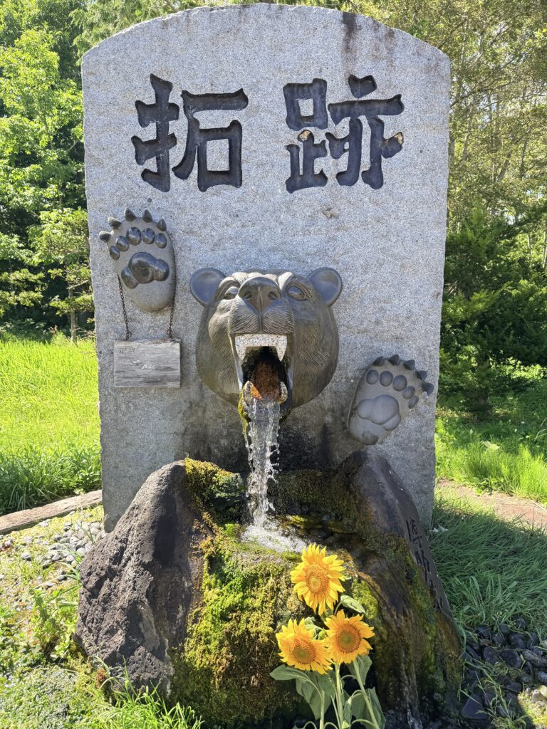 倶知安町の拓跡 クマの湧水ごん太と周囲の緑